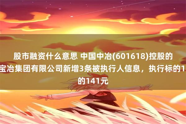 股市融资什么意思 中国中冶(601618)控股的上海宝冶集团有限公司新增3条被执行人信息，执行标的141元