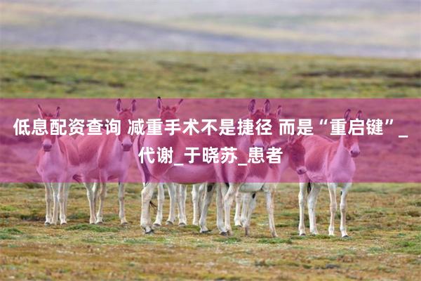 低息配资查询 减重手术不是捷径 而是“重启键”_代谢_于晓苏_患者