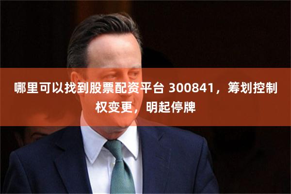 哪里可以找到股票配资平台 300841，筹划控制权变更，明起停牌