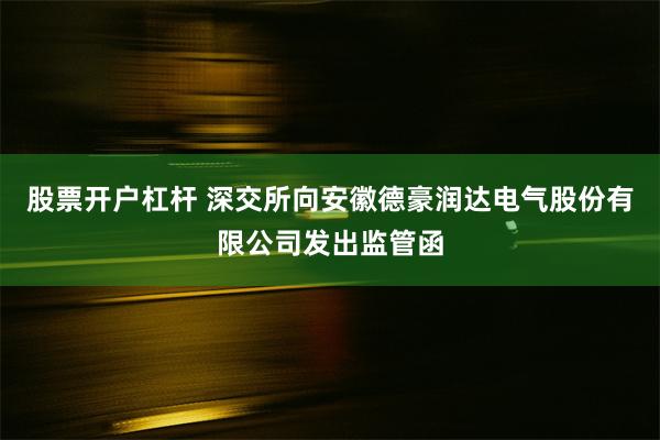 股票开户杠杆 深交所向安徽德豪润达电气股份有限公司发出监管函